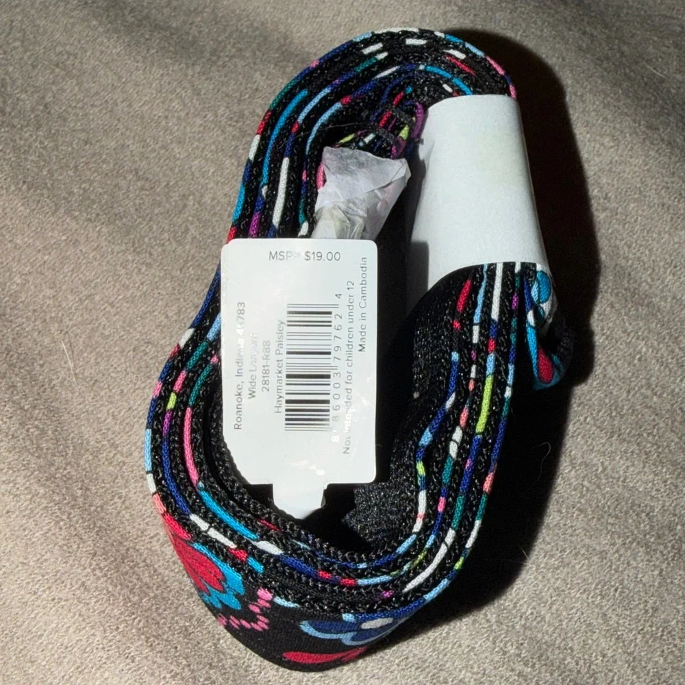 Vera Bradley Wide Lanyard Haymarket Paisley Floral ID Key Holder 28181-R88 NEW